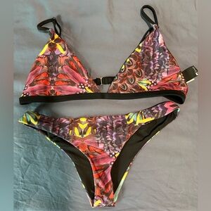 Swell Multicolor Floral Triangle Bikini - Pink, Yellow, Purple